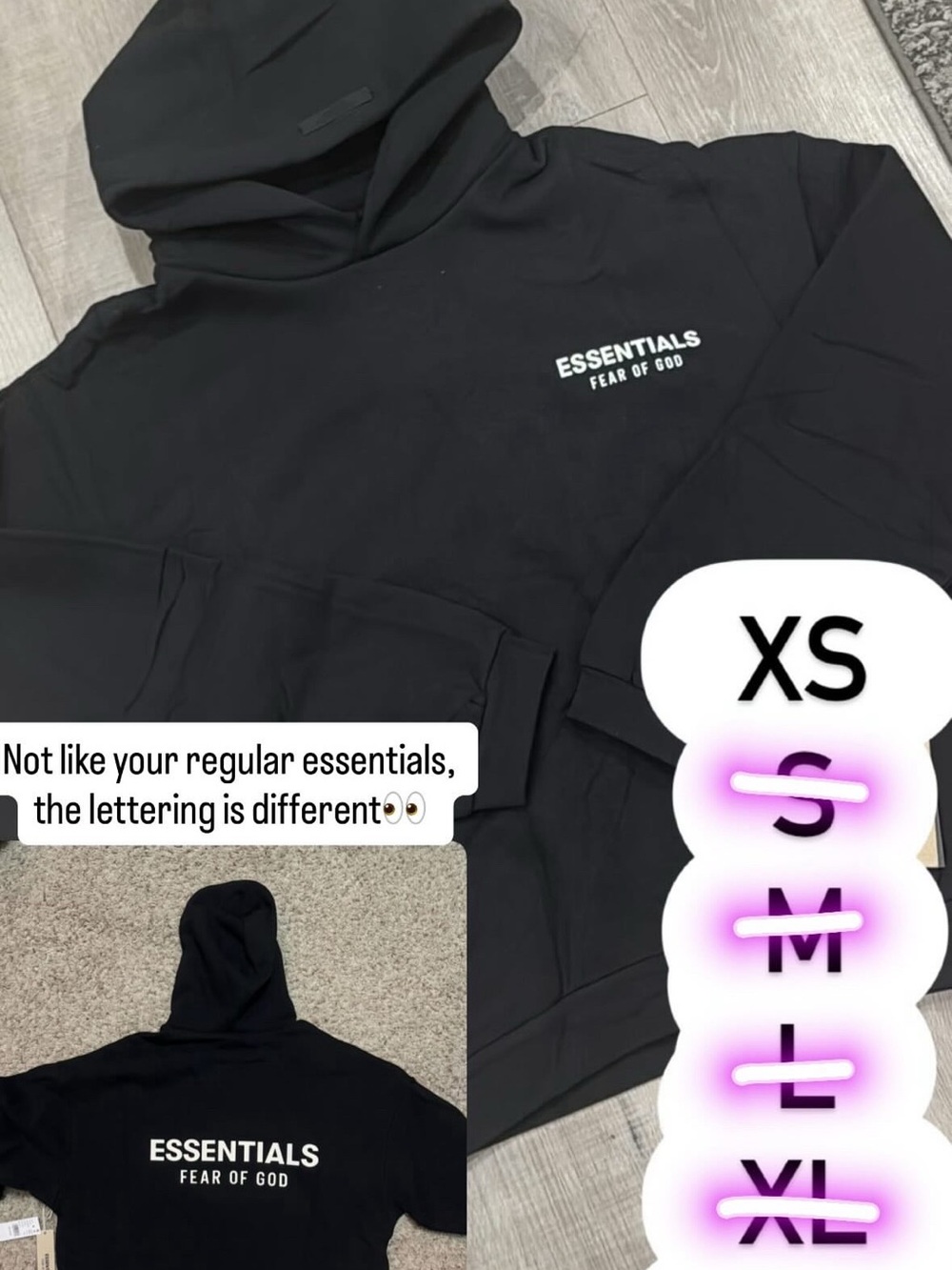 Fear of God ESSENTIALS Black Hoodie with White Chest Logo